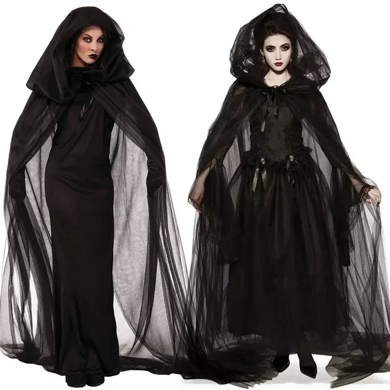 Hexe Cosplay Kostüm Frauen beängstigend Zombie Vampir Halloween Karneval gruseligen Geist mittelalter lichen Kapuze Cape Tag des toten Horrors