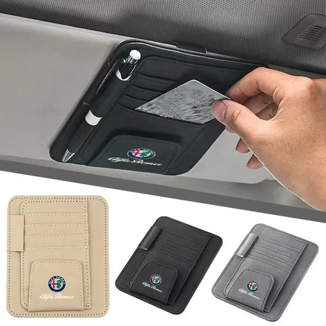 Car Sun Visor Organizer Multi-Pocket Auto Interior Universal For Alfa Romeo Giulietta 159 Giulia 147 Mito 156 Car Accessories