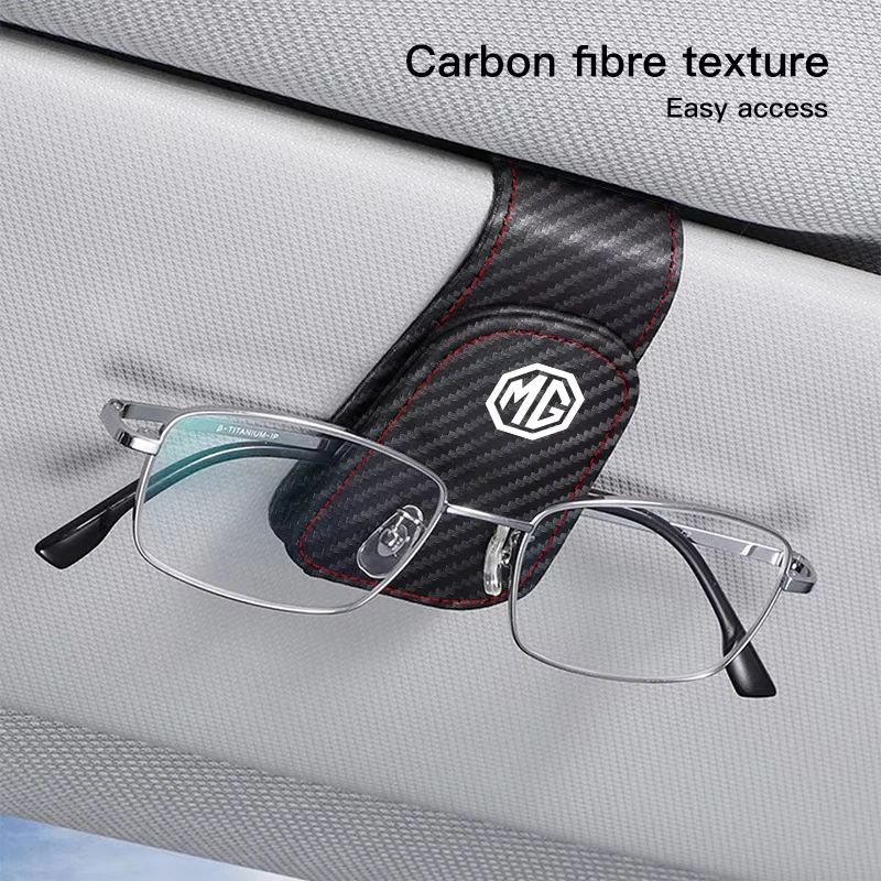 Leather Car Glasses Clip Sun Visor Credit Card Holder For MG ZS Cyberster MG4 EV ES5 HS ONE GT GS MG3 MG5 MG6 MG7 EZS