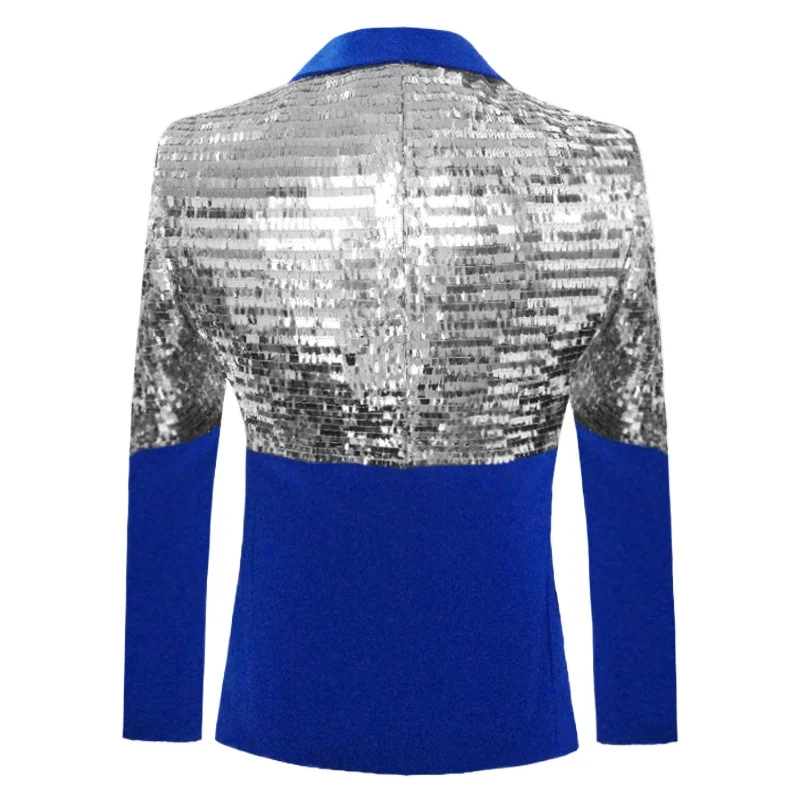 2025 New Men Trendy Patchwork Sequined Suit One Button Jacket Fashion Singer Pianist Stage Performance Luxurious Dress Blazers