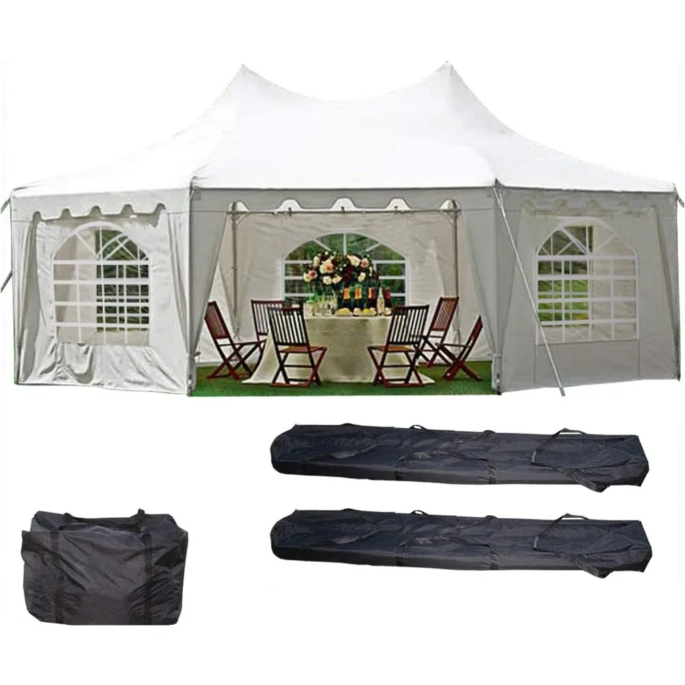 

29'x21' Decagonal Party Tent Canopy, Wedding Tent Gazebo, Heavy Duty Outdoor Event Shelter, Water Resistant, White