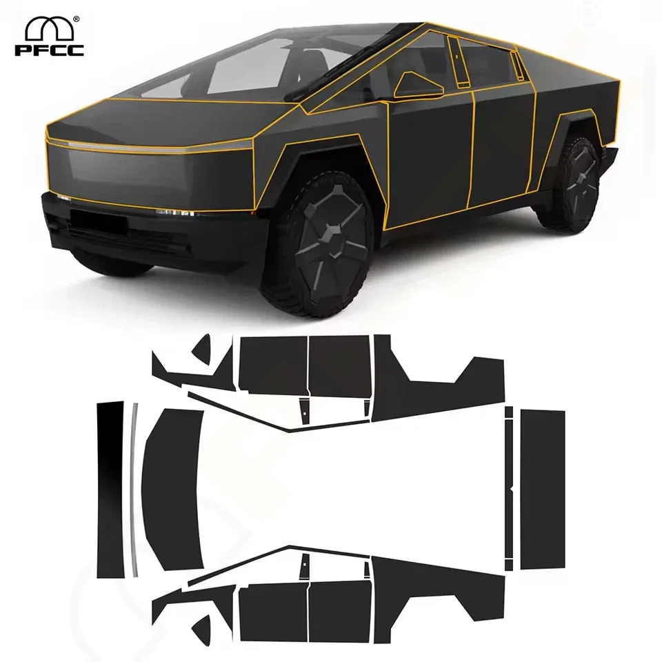 

PFCC For Tesla Cybertruck 2024 Pre-cut PPF PVC Car Color Changing Film Paint Protection Film DIY Anti-Scratch Car Accessories