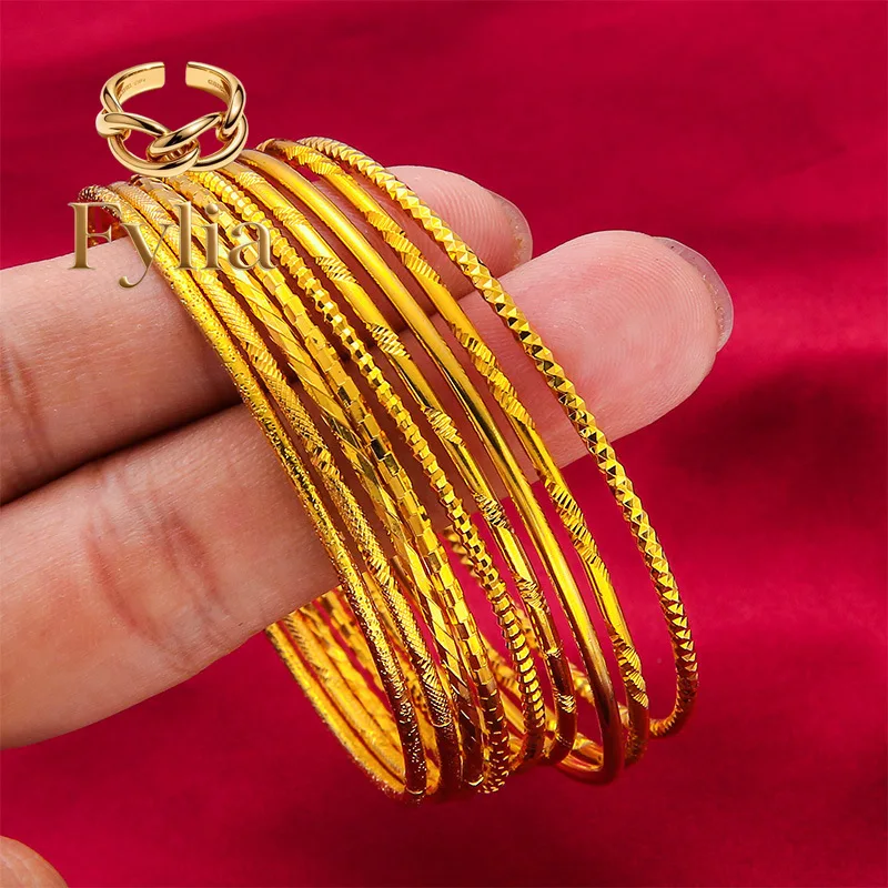 

Fylia Jewelry 24K Gold Closed-Style Slim Bangle | AU999 Pure Gold, unisex design, mirror-polished finish, sleek and versatile f