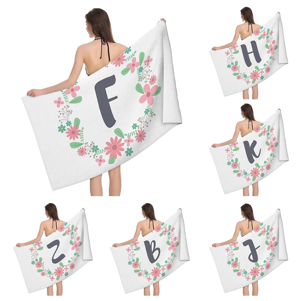 Home bath towels for the body towels bathroom letters and flower quick drying microfiber beach towel man and women large sports