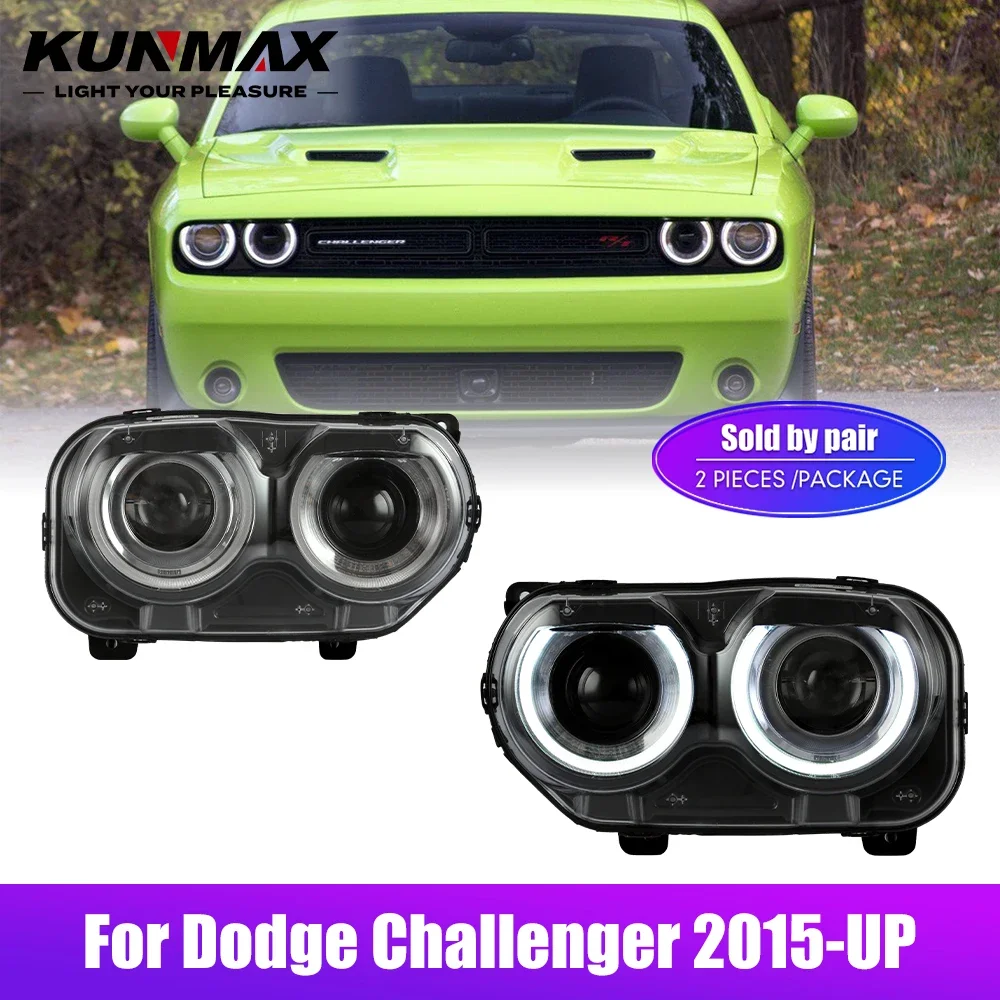 

Пара светодиодных автомобильных фар в сборе для Dodge Challenger 2015-UP фары DRL тюнинговый сигнал Plug and Play передняя фара