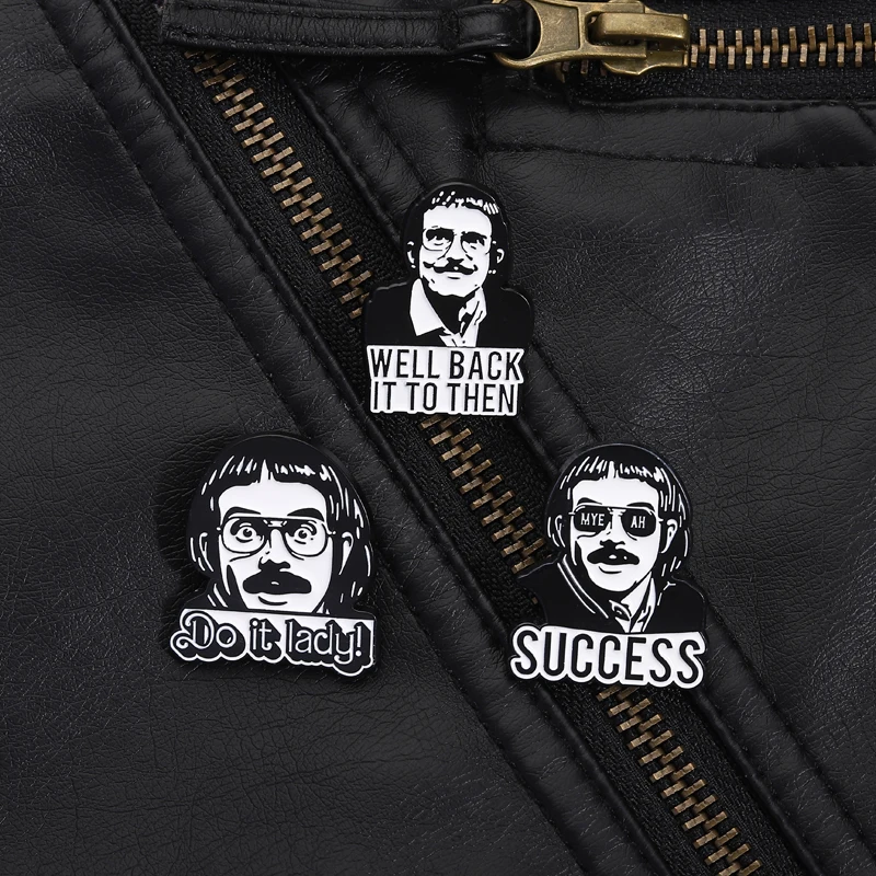 Retro Cartoon Pins Success Motto Do It Lady Quote Vintage Humor Design American Style Brooches for Jacket Bag Decoration