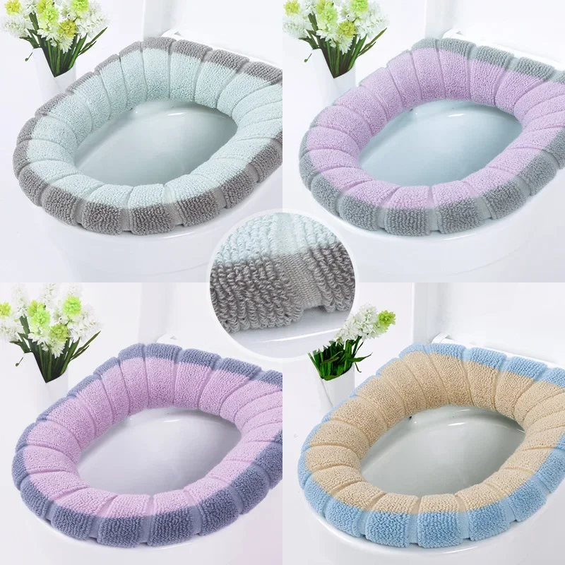 Stretchable Bathroom Toilet Seat Closestool Washable Soft Winter Warmer Mat Pad Cushion O-shape Toilet Seat Bidet Covers