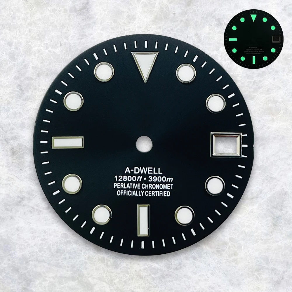 28.5mm S Logo Dial Suitable For NH35/NH36/4R/7S Japanese Automatic Movement Green Luminous Watch  Modification Accessories