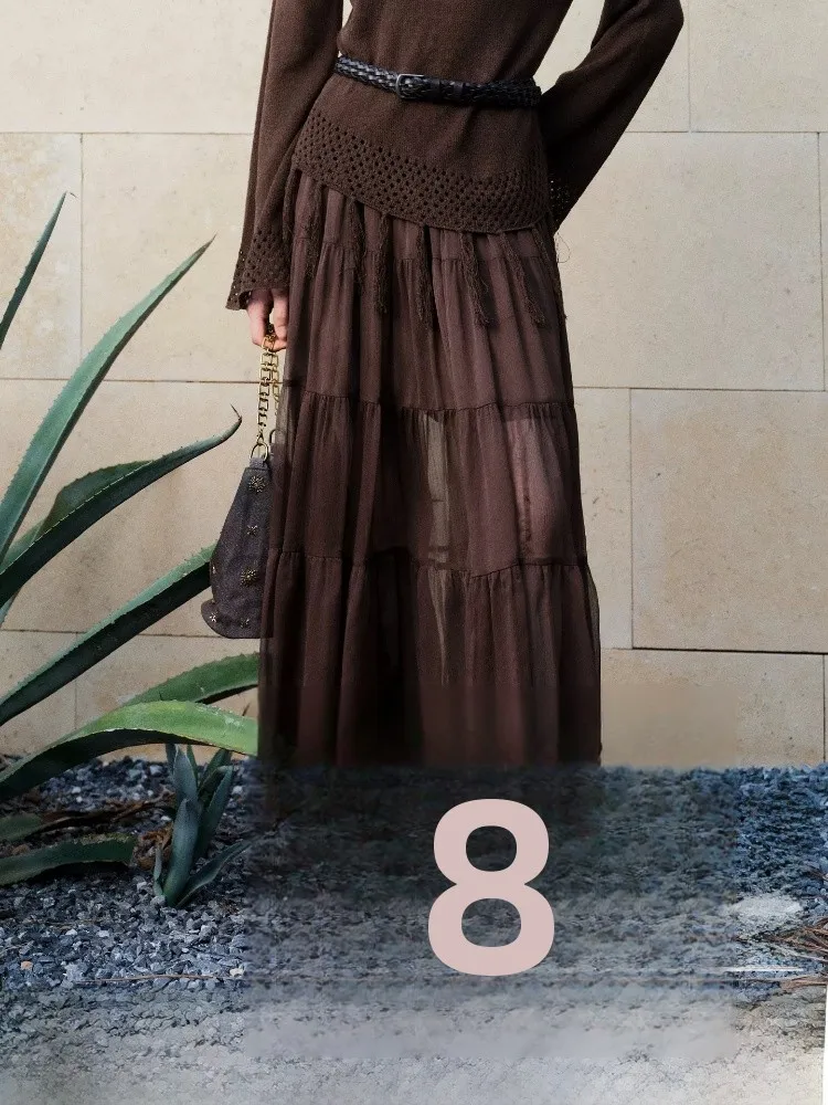 

Длинная юбка А-силуэта Ele для женщин, с высокой талией, из полиэстера, легкая, для повседневной носки, новинка Ele Self-Knowl