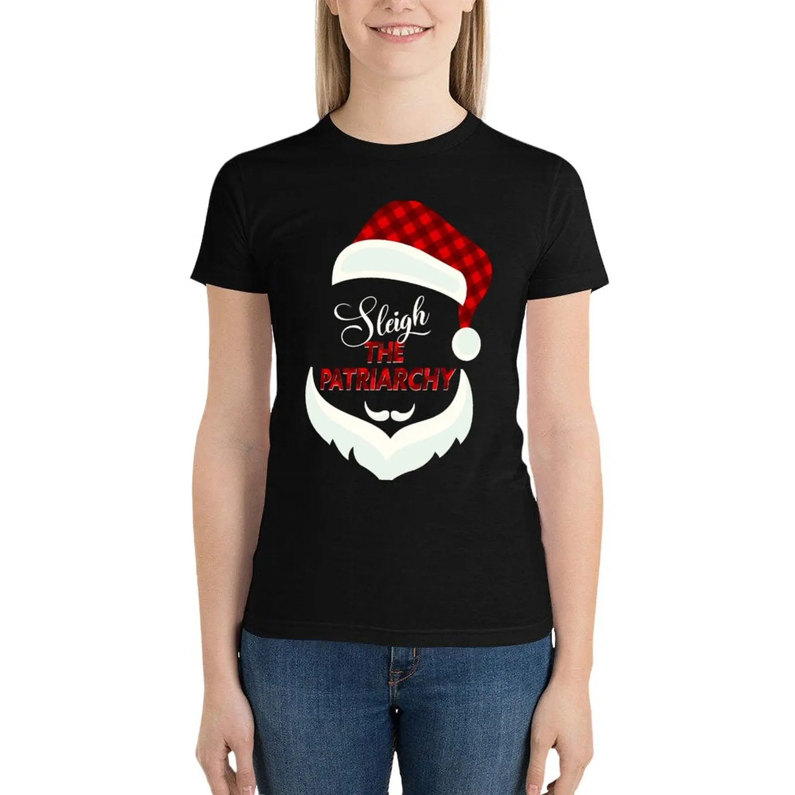 

sleigh the patriarchy, sleigh all day T-Shirt female vintage clothes summer top t shirts for Womens