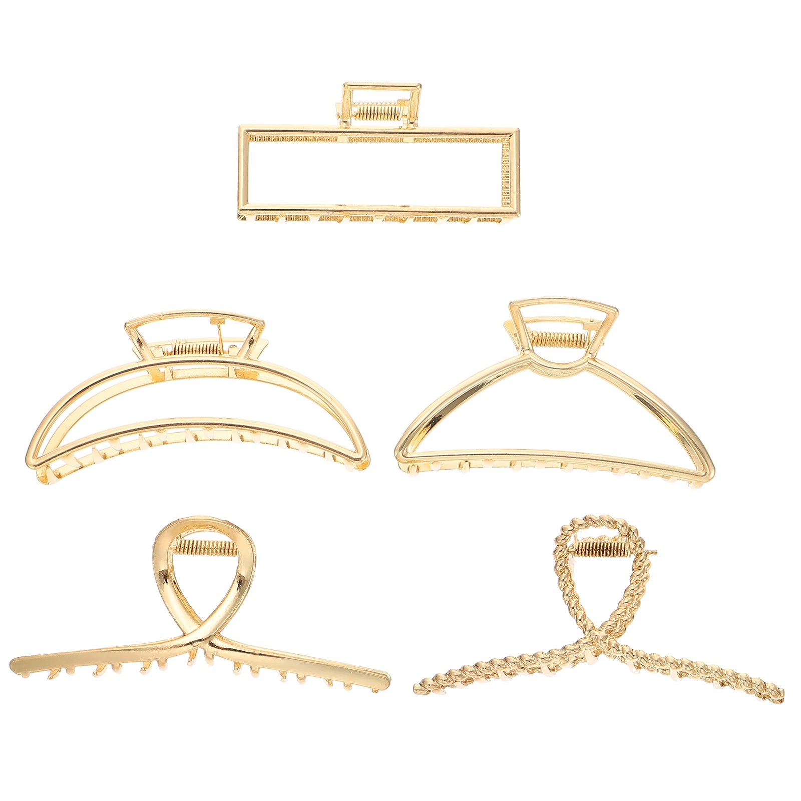 

5pcs Alloy Claw Clips Non-Slip Large Metal Clamp Durable Elegant Ponytail Holder For Travel Shower Use Strong Grip Hollow Hair