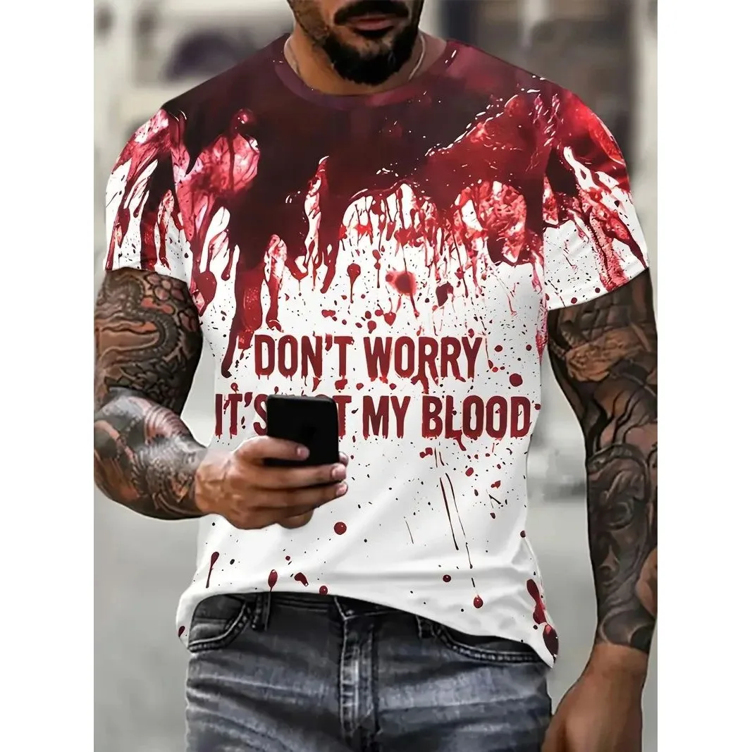 Cseta con Estampado de Terror Saniento para loween, Estilo Cleanfit, Manga Corta, Tela de Lino, Cseta para Mujer