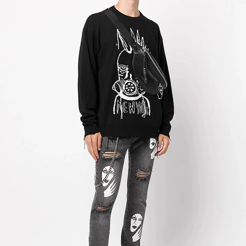 Y2k 2024 Neue Gothic Punk Herbst/Winter Outdoor Freizeit Warme Pullover Jacquard Pullover Hip Hop Gestrickte Pullover frauen kleidung