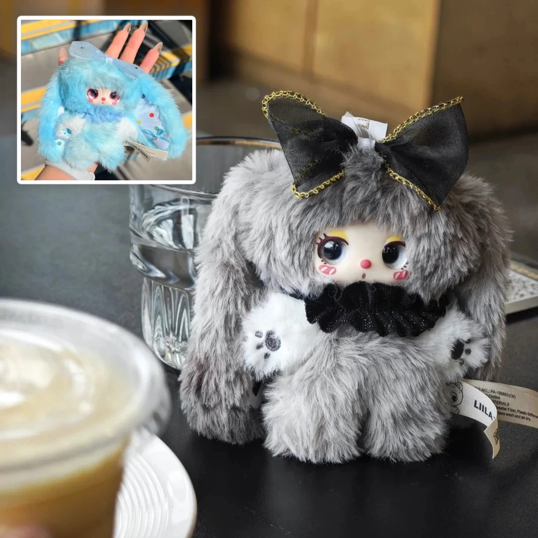 

new liila mini Rainbow Candy Rabbit Blind Box Cute Fluffy Plush Doll Keychain Pendant child girl birthday Gift toys genuine