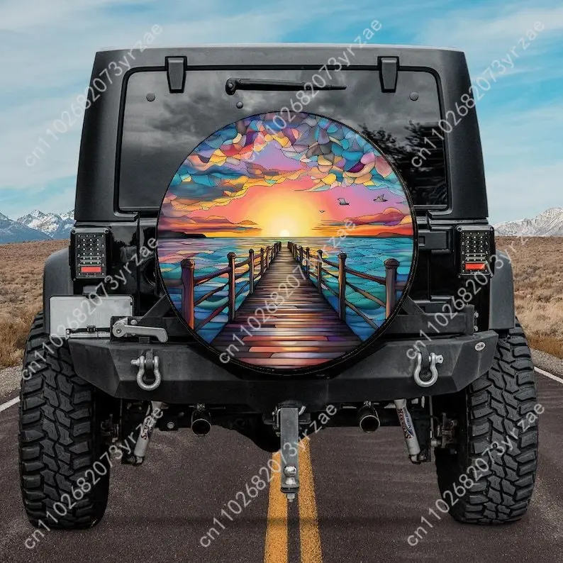 

Sunset Colorful Skies Various Models Spare Car Tire Cover Prevention Sand Dust rainwaterTire Cover Sturdy Durable Tire Covers