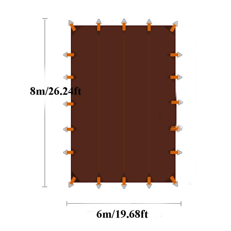 Imagem -02 - sem Pólos 6*8m Grande Dossel Impermeável Oxford Prata Revestido ao ar Livre Acampamento Toldo Sunshelter Lona Mais Pontos de Suspensão