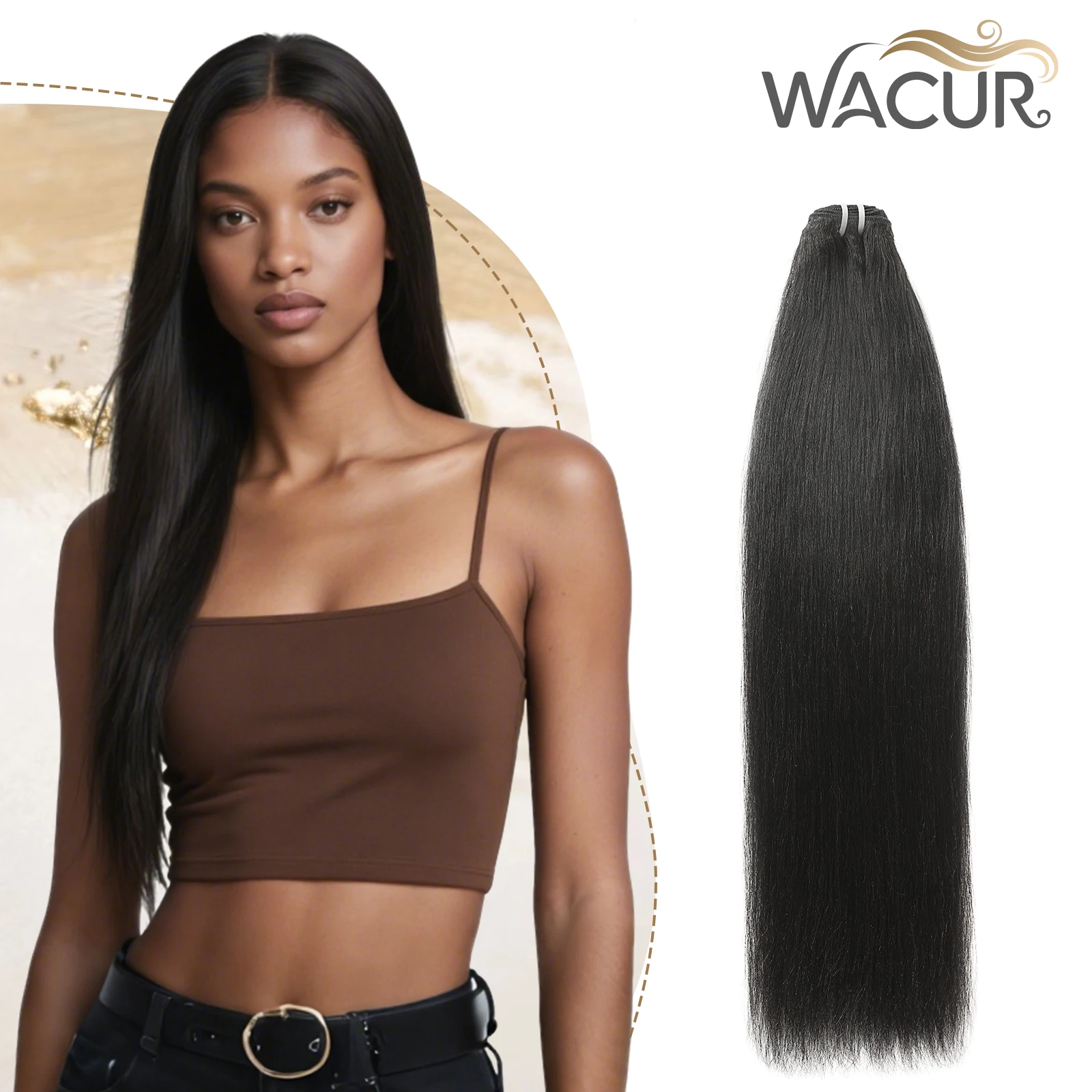 

Wacur 12A Yaki wave Bundle real Human Hair Braided Extensions 12-30inch Natural Black 100% Virgin Remy Hair Extension for woman