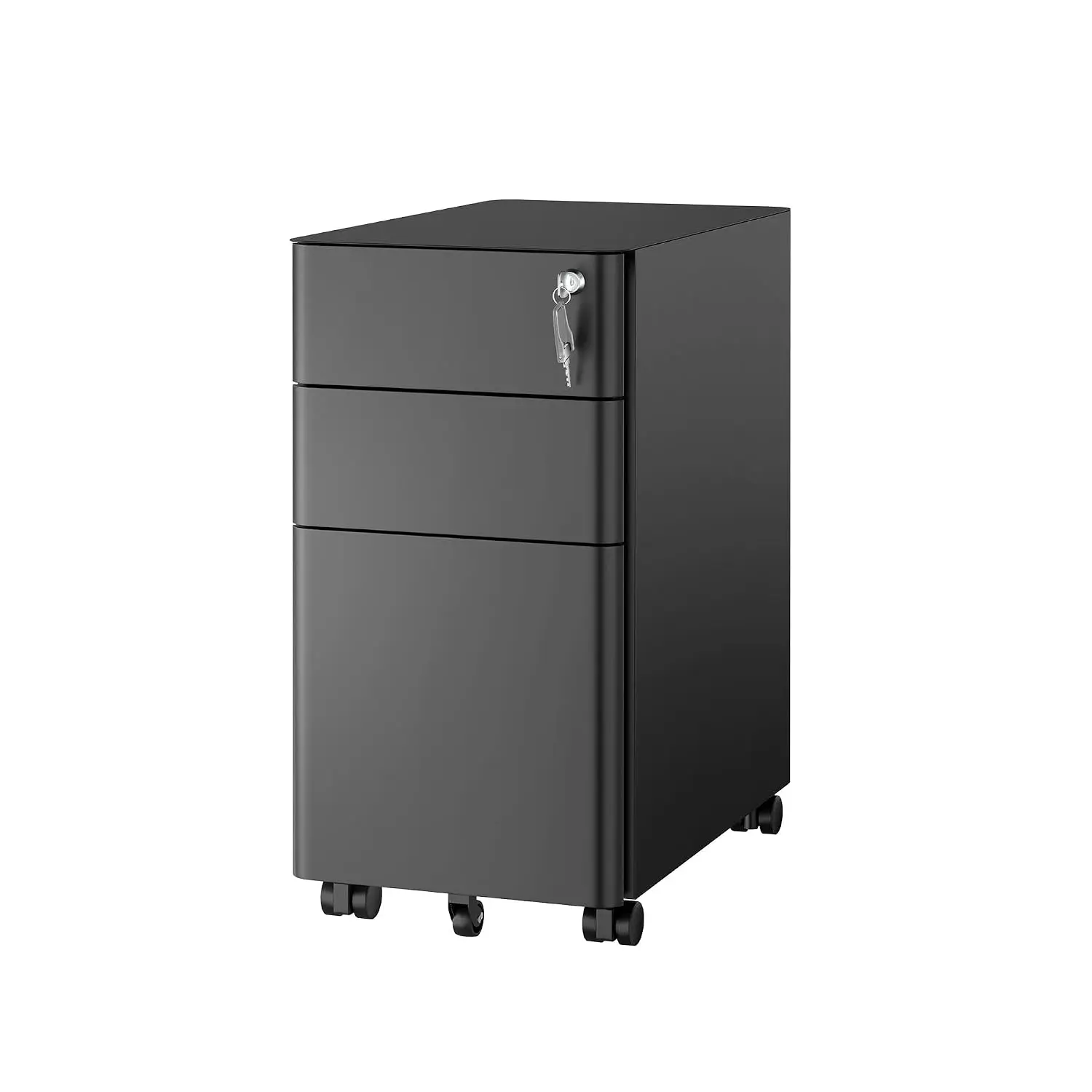 Slim 3 Drawer Rolling File Cabinet with Lock, Mobile Metal Storage on Wheels for Home & Office, Letter Legal A4, Customized