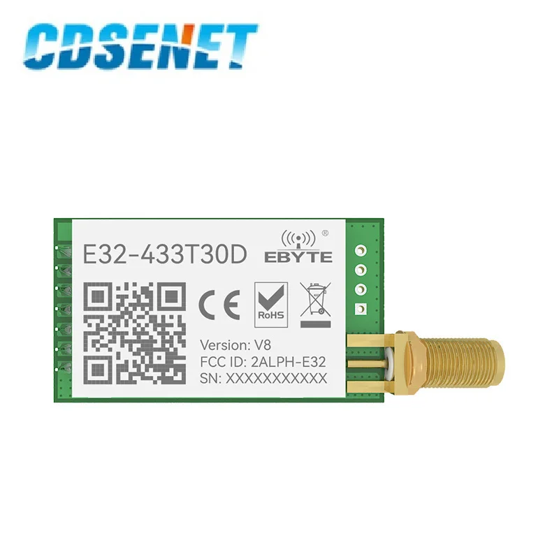 Imagem -02 - Lora-módulo Transmissor e Receptor Transceptor rf sem Fio Longo Alcance 433 Mhz 8000m E32433t30d-v8 Uart 1w Pcs