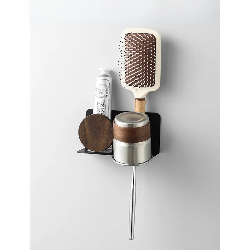 

Luxury Wall Mounted Bathroom Toothbrush Holder Toothbrush Cup Storage Rack Comb Storage Sink Organizer Metal Material