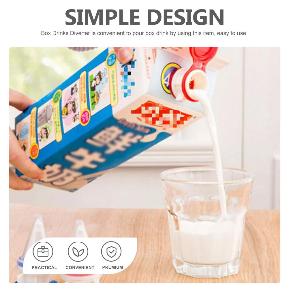 

6pcs Box Drinks Diverter Beverage Pourer with Lid for Juice Milk Carton Extension Spout Party Supplies Reusable Practical