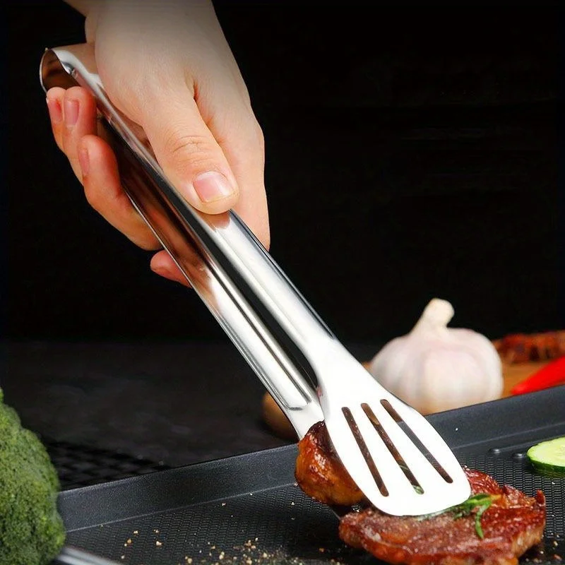 1 Pcs Stainless Steel Food Tongs 304 Non Slip Barbecue Steak Clip Frying Fish Grill Bread Clips Kitchen Tool Cooking Tongs Tools