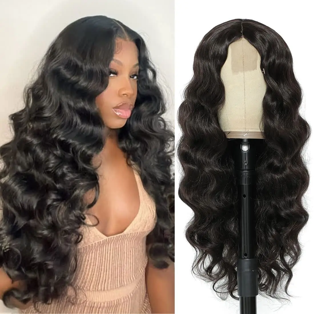 

4x4 Lace Front Wigs Human Hair Pre Plucked Bleached Body Wave Lace Front Wigs 180% Density Brazilian Virgin Human Hair Wigs