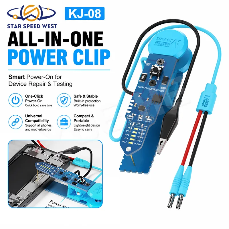 MaAnt KJ-08 Universal Power Clip For Phone Repair Independent One Click Power Button No Welding Clamp Design For Mobile Phone