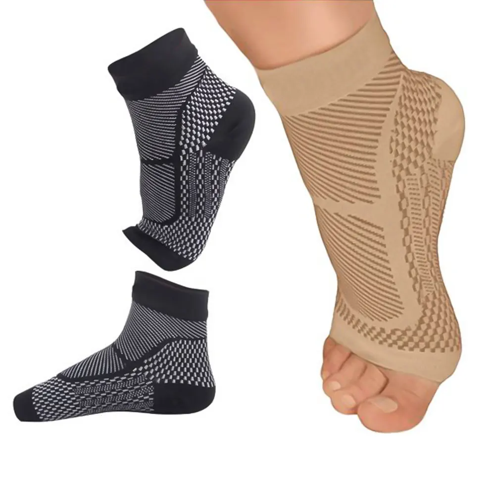 

1Pair Ankle Brace Compression Sleeve - Relieves Achilles Tendonitis, Joint Pain. Plantar Fasciitis Sock with Foot Arch Suppor