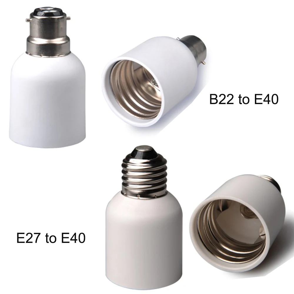 2pcs B22/E27 to E40 Medium Screw/Bayonet Light Socket Heat Resistant Fireproof Mogul Highbay LED Lamp Holder Converter Adapter