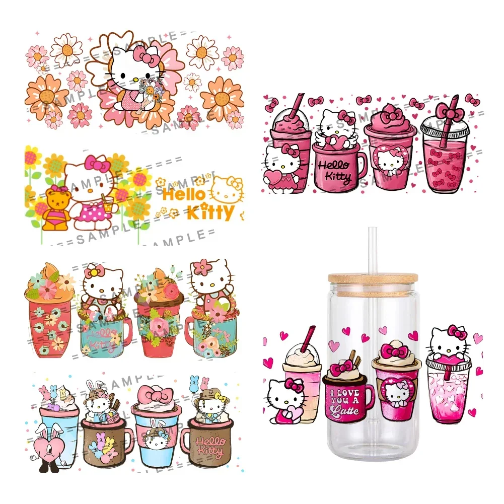 11x24cm Mini Japanese Cat Cartoon Sanrio UV DTF Transfer Sticker Waterproof Hello Kitty For DIY Glass Wrap