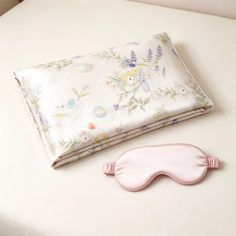 Floral Print Silk Pillowcase Eye Mask Set 40 Momme Mulberry Silk Pillowcase 22 Momme Sleep Mask Soft Sleeping Set Gift for Women