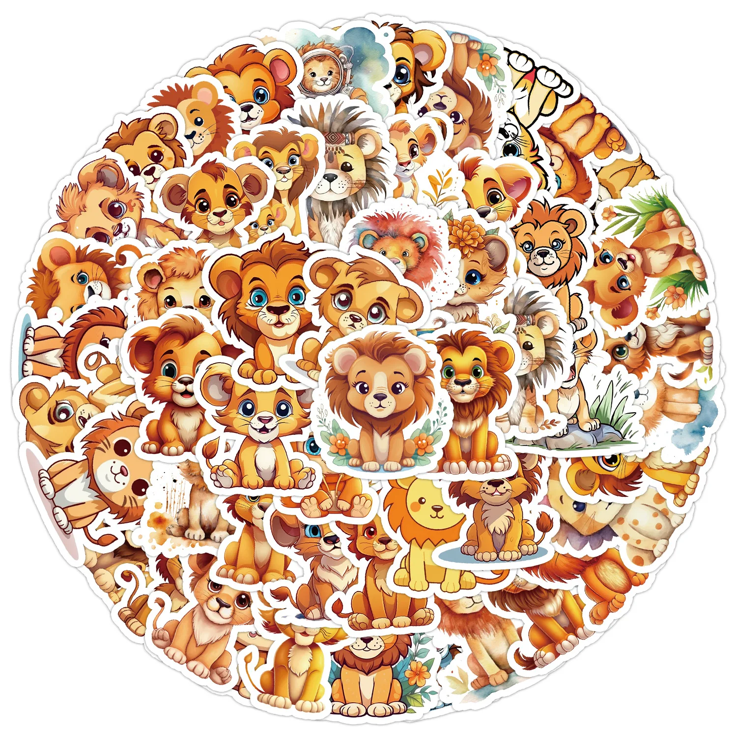 50pcs INS Little Lion Graffiti Luggage Decoration Sticker Waterproof Creative Notebook DIY Sticker