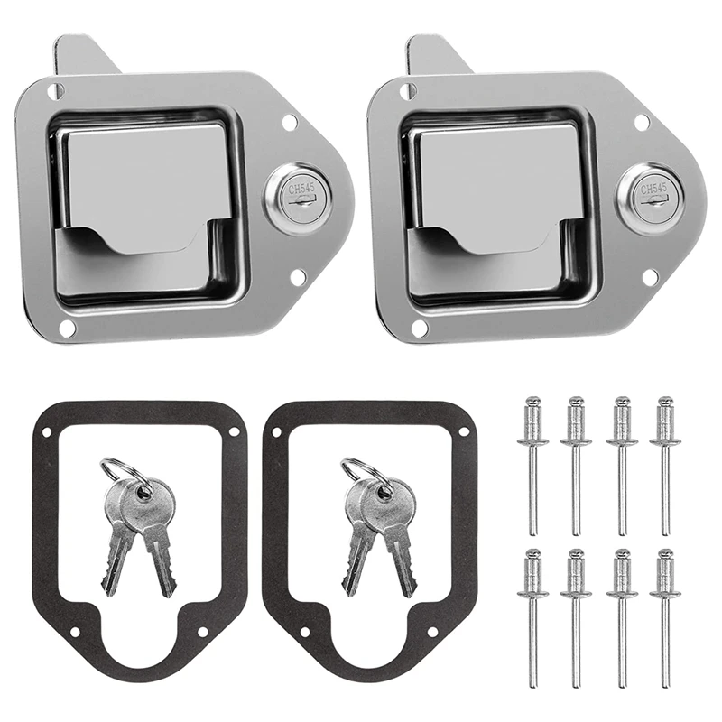 Truck Tool Box Latch Stainless Steel Toolbox Paddle Lock Replacement Spare Parts Handle With Keys For Truck RV Trailer