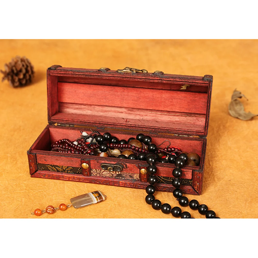 

Деревянная шкатулка для заколок, винтажный узор «Нарцисс», контейнер для хранения украшений и мелких предметов, органайзер для рабочего стола, спальни, общежития, 1 шт.