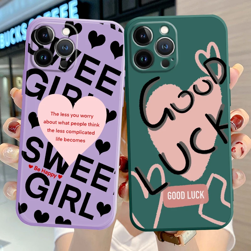 Pink Love Text Case for Apple iPhone 17 Pro Max XS XR 7 8 11 15 Air 13 Mini 16 12 Plus Phone Cover