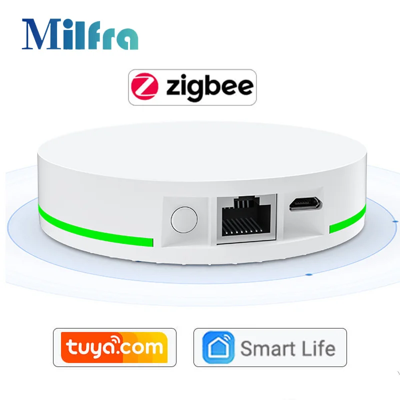 Milfra tuya zigbee 3,0 kabel gebundener gateway hub smart home bridge smart life app sprach fernbedienung funktioniert mit alexa google home