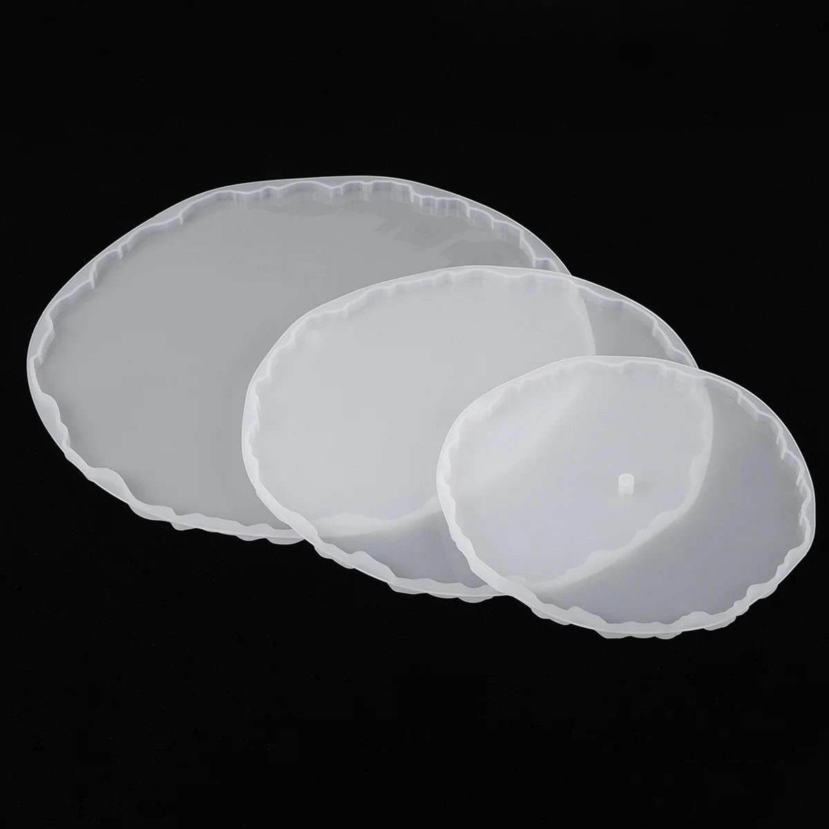

3 pcs Crystal Drop Silicone Diy Mold Set For Tableware Making Creative Round Mold Durable Fruit Plate Tray Handmade Jewelry