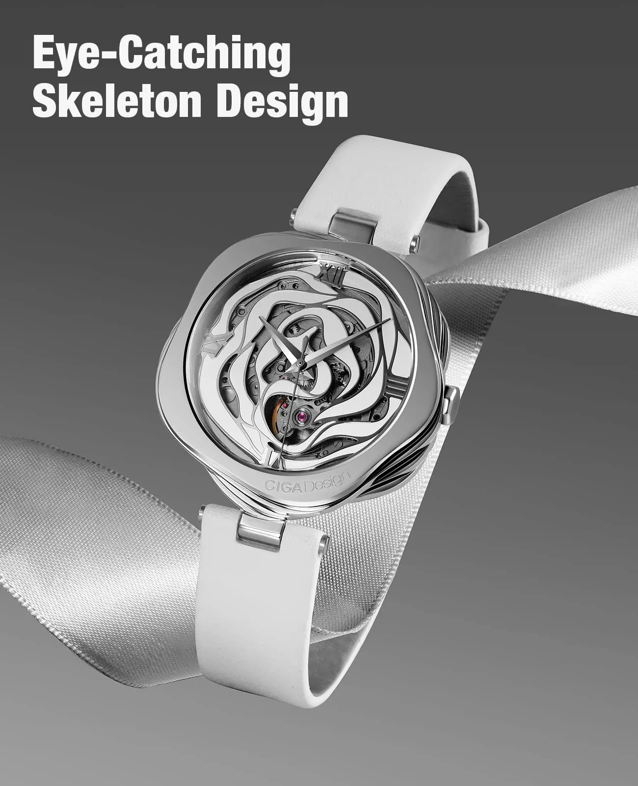 CIGA Design Automatic Watches for Women Denmark Rose Skeleton Mechanical / Japan Quartz Wristwatch Lady Elegant Wrist Timepiece