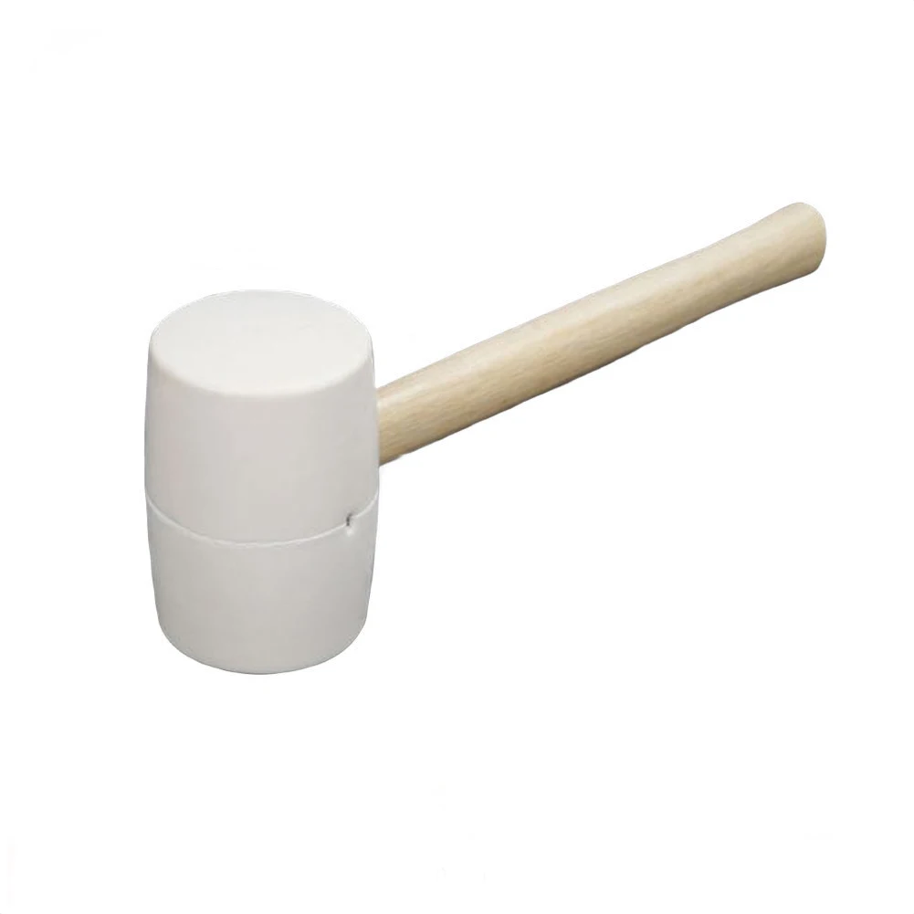 White Solid Rubber Mallet Hammer With Wood Handle Weight 1050g For Flooring Woodworking Non Marking Hammer