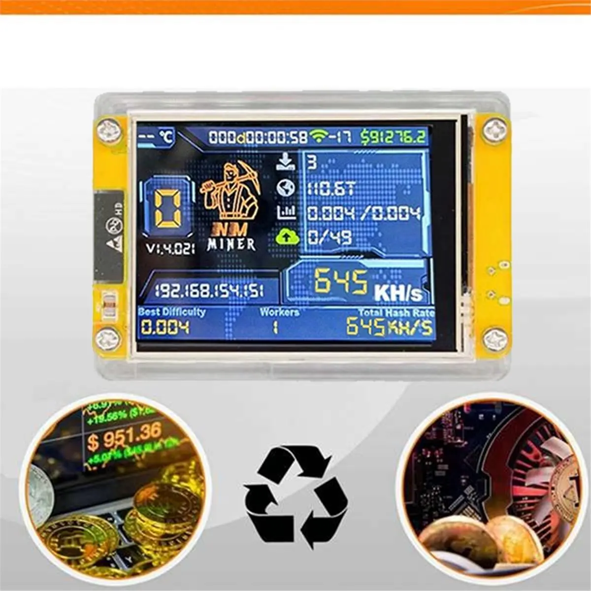 ترقية NMMiner NerdMiners 645KH/S Harshrate 3.4 بوصة شاشة ذكية بيتكوين تشفير منفرد اليانصيب مينر NerdMiners #5