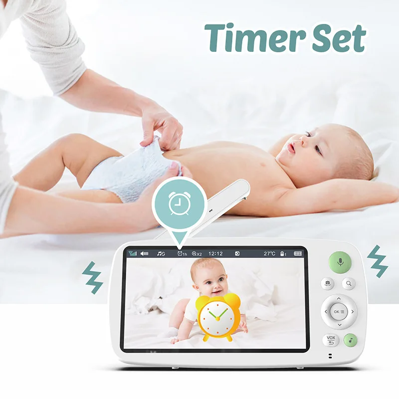NEW 5.0 Inch Wireless Video Color Baby Monitor High Resolution Baby Nanny Security Camera Night Vision Temperature Monitoring