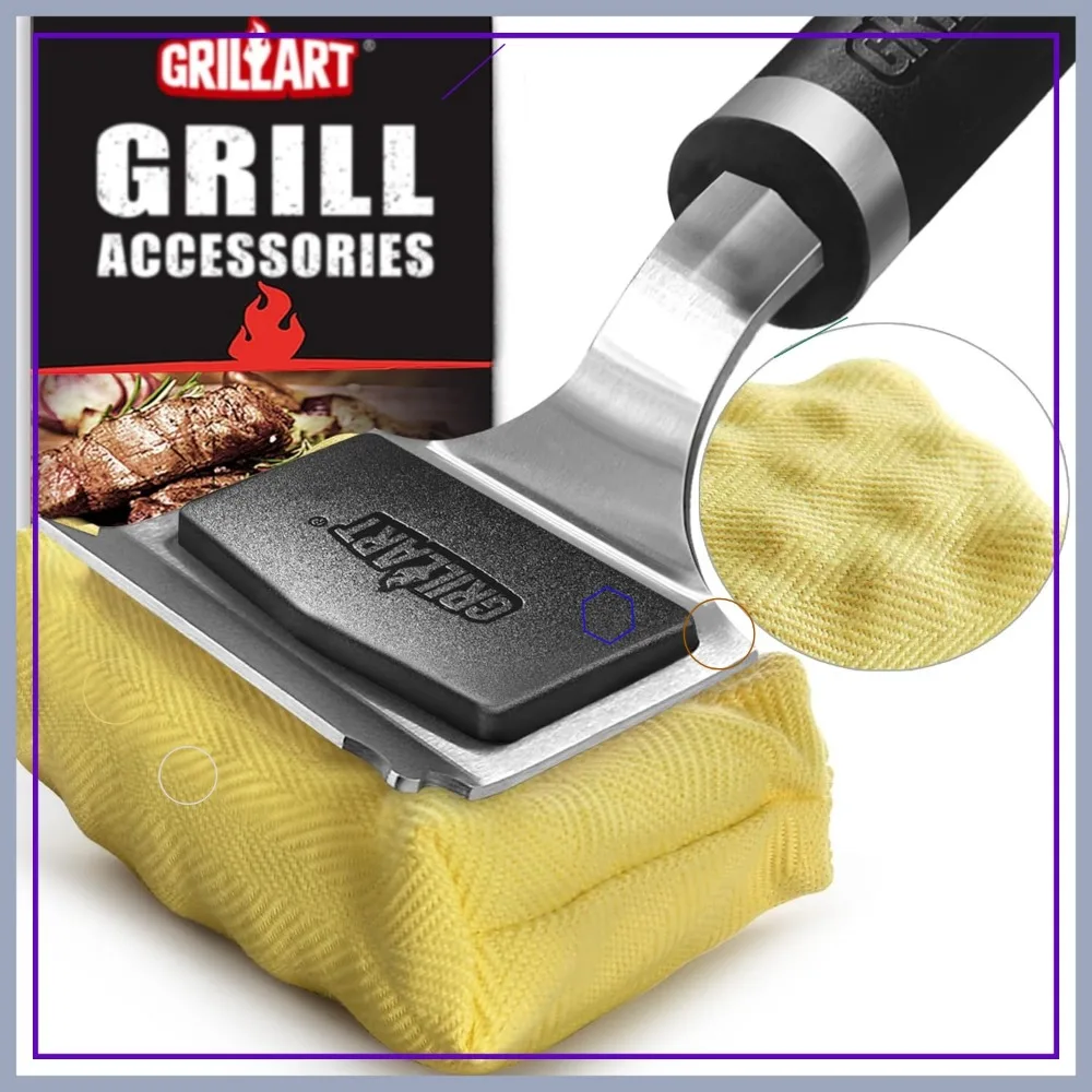

Bristle-Free Grill Cleaning Brush with Replaceable Head - Safe BBQ Accessories for Men and Dads