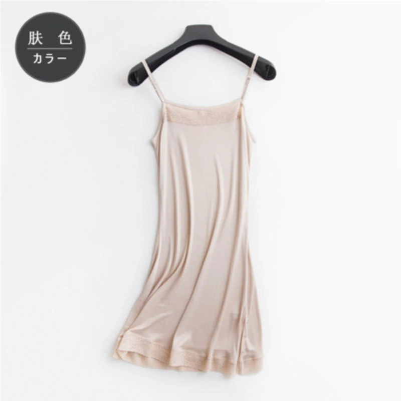 Mulberry Silk Sexy Lace Edge Bottom Sleeping Skirt Knitted Lightweight And Breathable Sexy Lingerie Skin Friendly Women'S Pajama