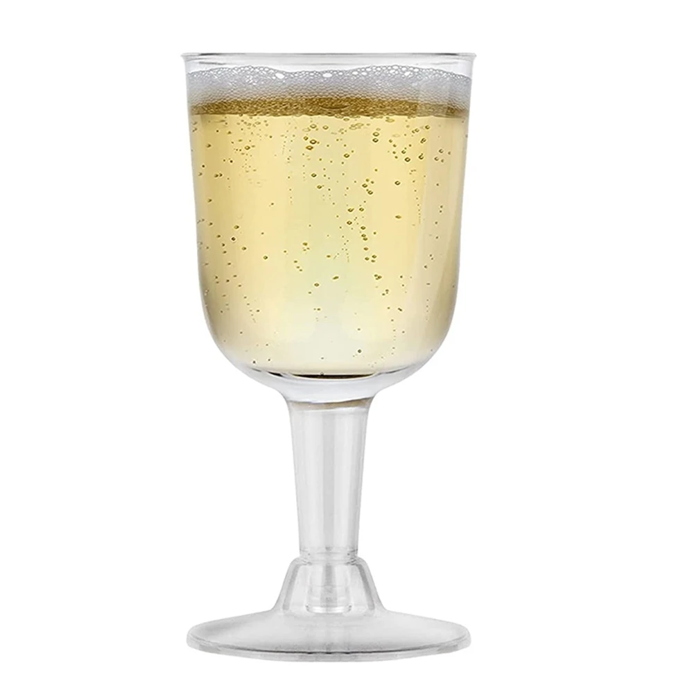 Clear Plastic Wine Glass Recyclable - Shatterproof Wine Goblet - Disposable & Reusable Cups for Champagne Dessert 12Pcs