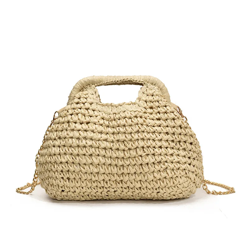 

Straw Shell Chain Handbag Messenger Bag Ladies Holiday Beach Eco-friendly Crossbody Bag Retro Woven Clutch Bags for Women