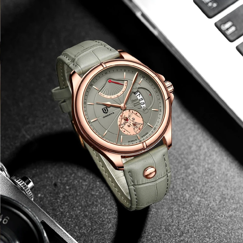 QINGXIYA New Mens Watches Top Brand Luxury High Quality Leather Sport Waterproof Date Quartz Watch for Men Relogio Masculino