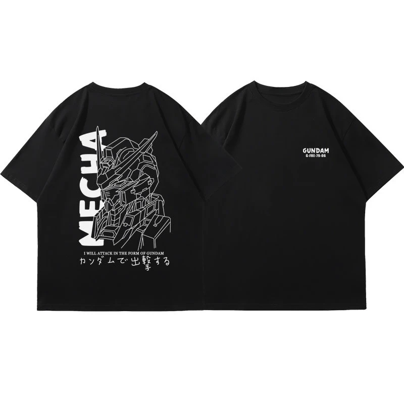 日本のトレンディなブランド夏の新半袖ラインアップロボットオーバーサイズクルーネック Tシャツボトリングシャツ男性綿 Tシャツ