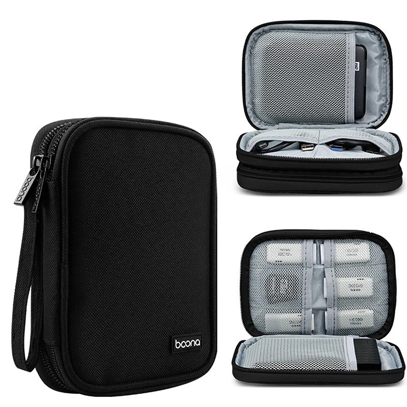 Travel Organizer Electronics Accessories Carrying Bag Portable Single/Double Layers Storage For Cable Hard Disk Power Bank