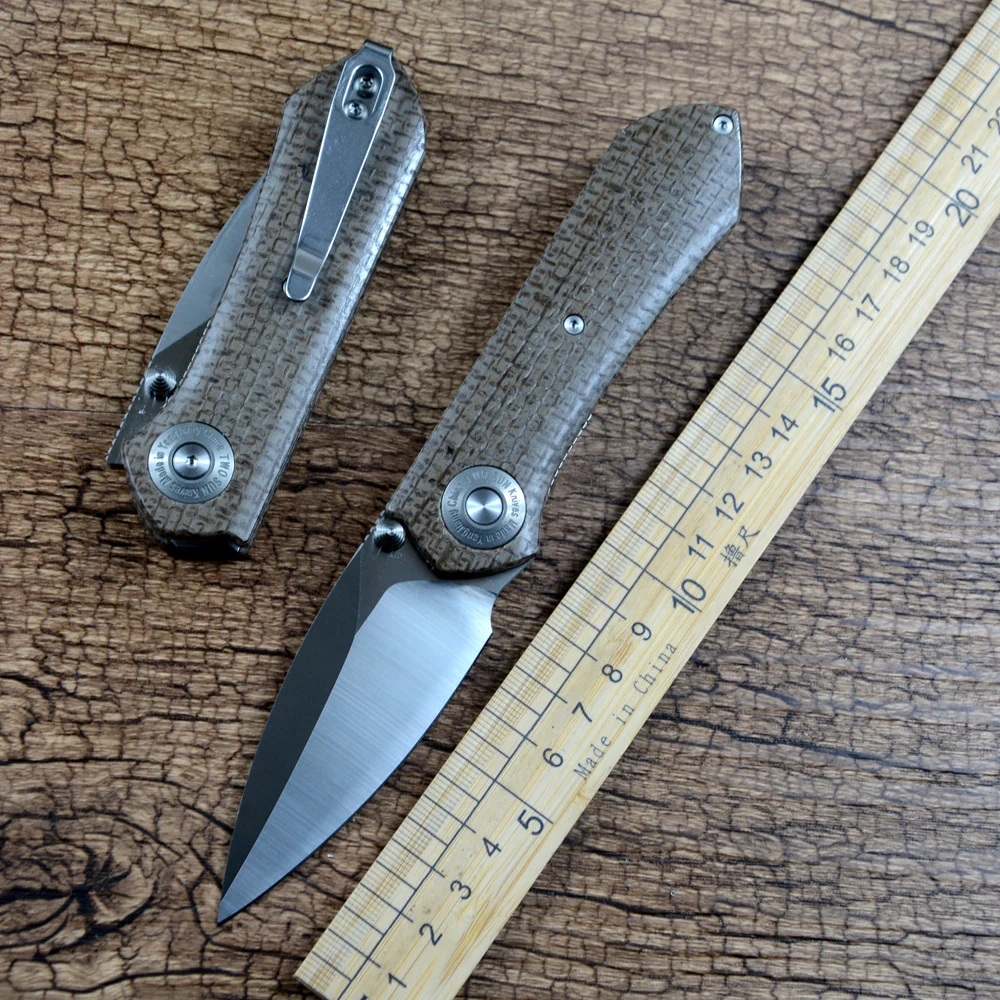 

TWOSUN Gift Folding Knife TS334 14C28N Blade Ceramic Ball Bearing Washer Linen Handle Outdoor Camping Hunting Pocket Knife